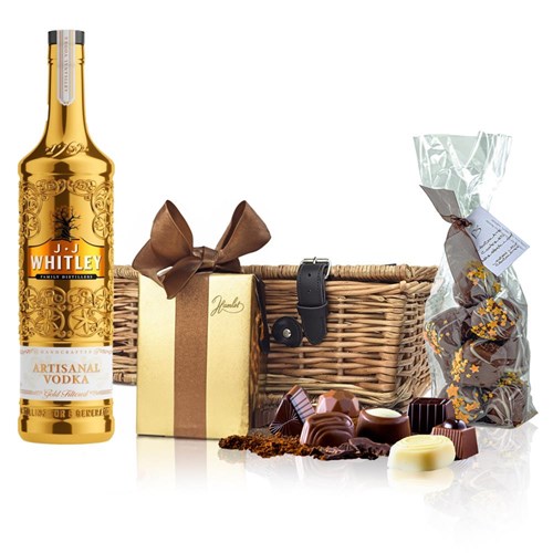 JJ Whitley Gold Artisanal Vodka 70cl And Chocolates Hamper